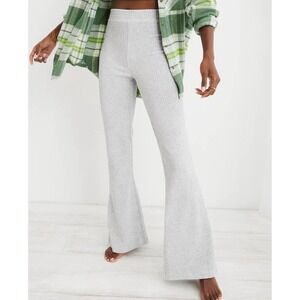 Aerie Groove On - Gray Velour Ribbed Flare Pants - High Rise Sz XL Pull On